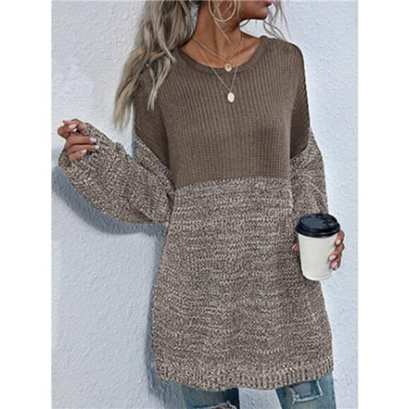 Color Block Long Sleeve Oversized Sweater - Picture 16 of 16